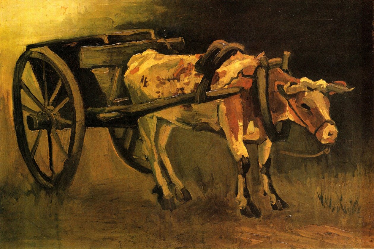 Szekér piros és fehér ökörrel alkotó: Vincent van Gogh