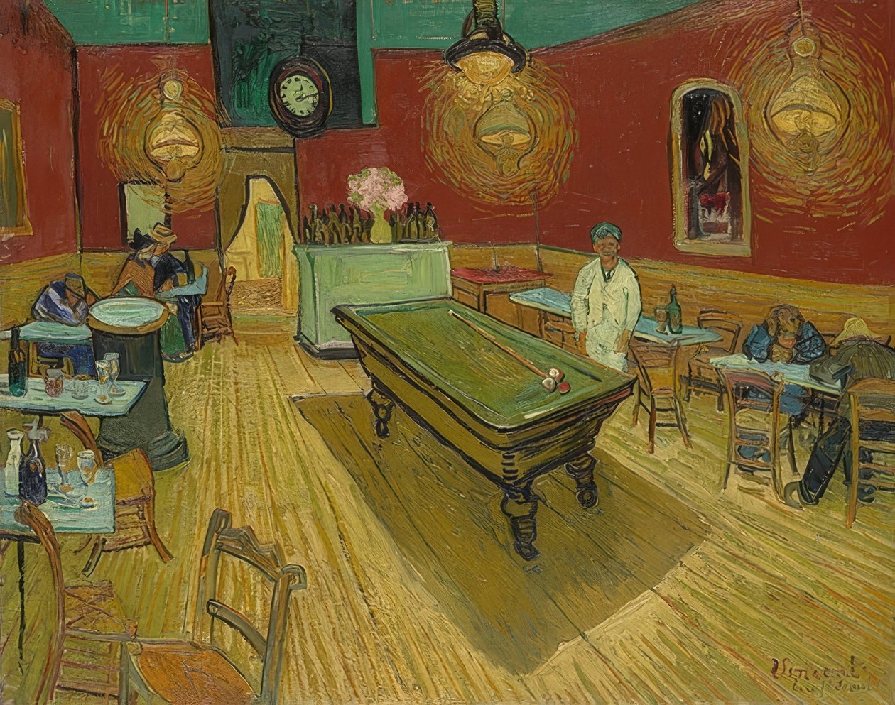 Das Nachtcafé (Az éjszakai kávézó). 1888 alkotó: Vincent van Gogh