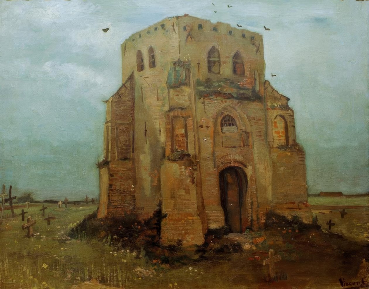 A nueneni régi templomtorony, a gazda temetője alkotó: Vincent van Gogh