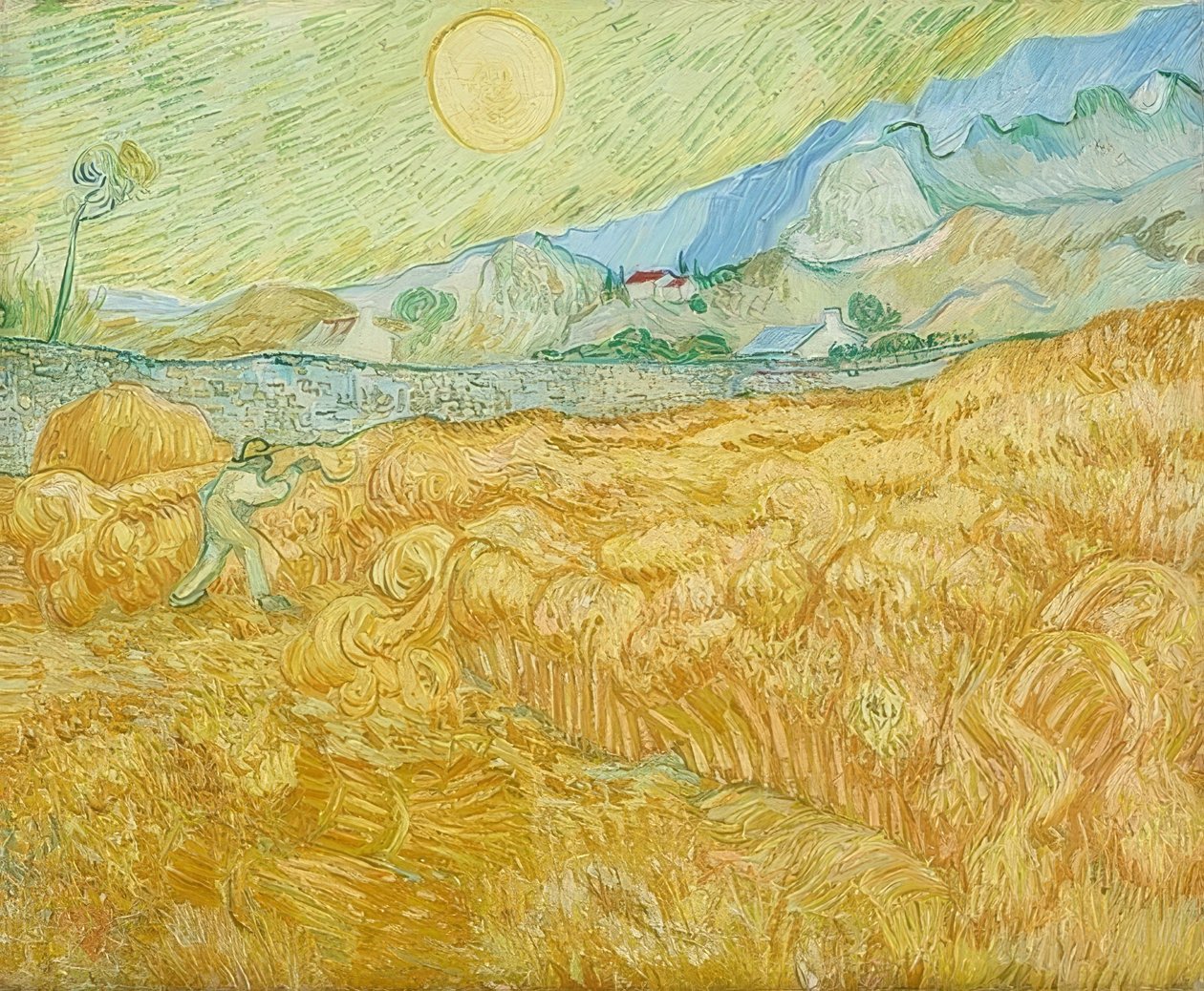 Aratás, kukoricamező kaszással (La moisson). 1889 alkotó: Vincent van Gogh