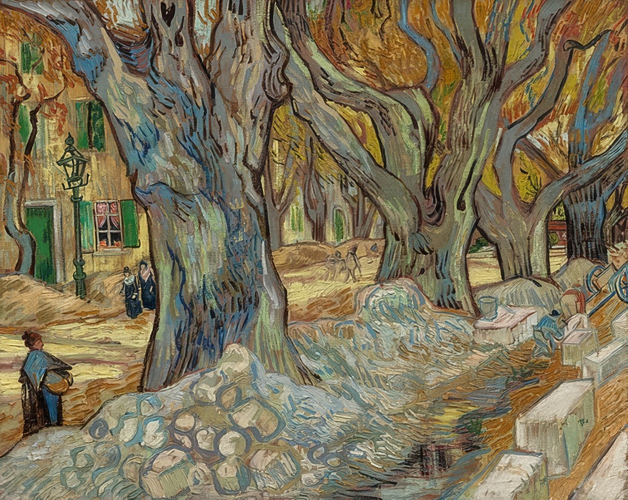 A nagy platánok (útmunkások Saint-Rémyben). 1889 alkotó: Vincent van Gogh