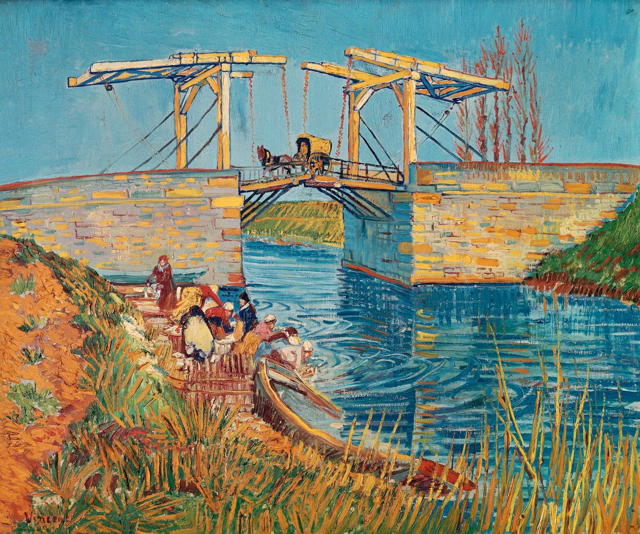 Arles-i felvonóhíd mosónők csoportjával ... alkotó: Vincent van Gogh