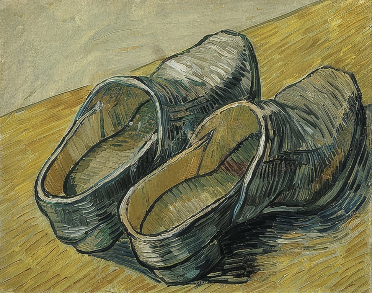 Egy pár bőrpapucs. 1889 alkotó: Vincent van Gogh
