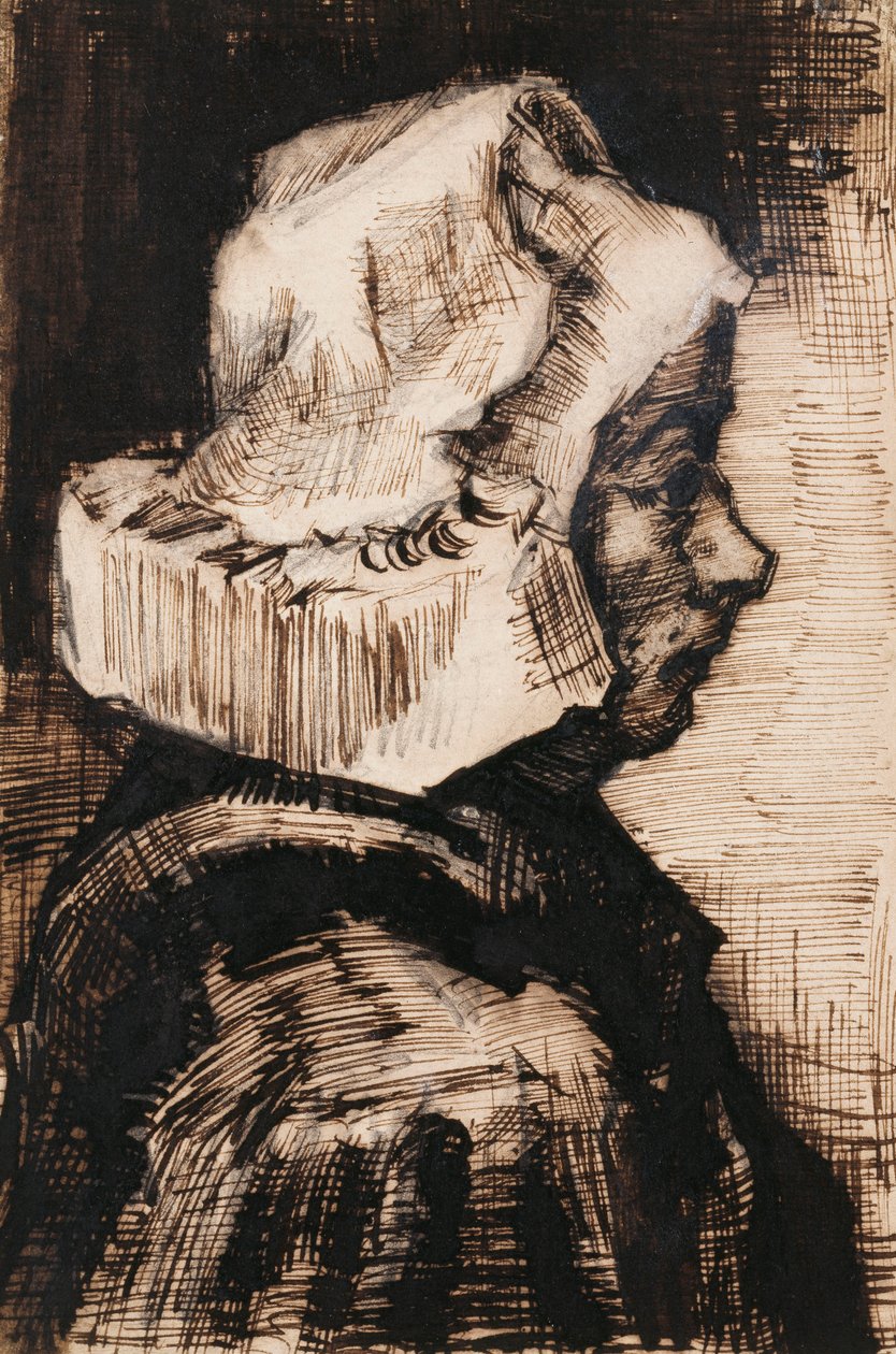 Egy parasztasszony feje, jobbra fordulva, 1884 alkotó: Vincent van Gogh