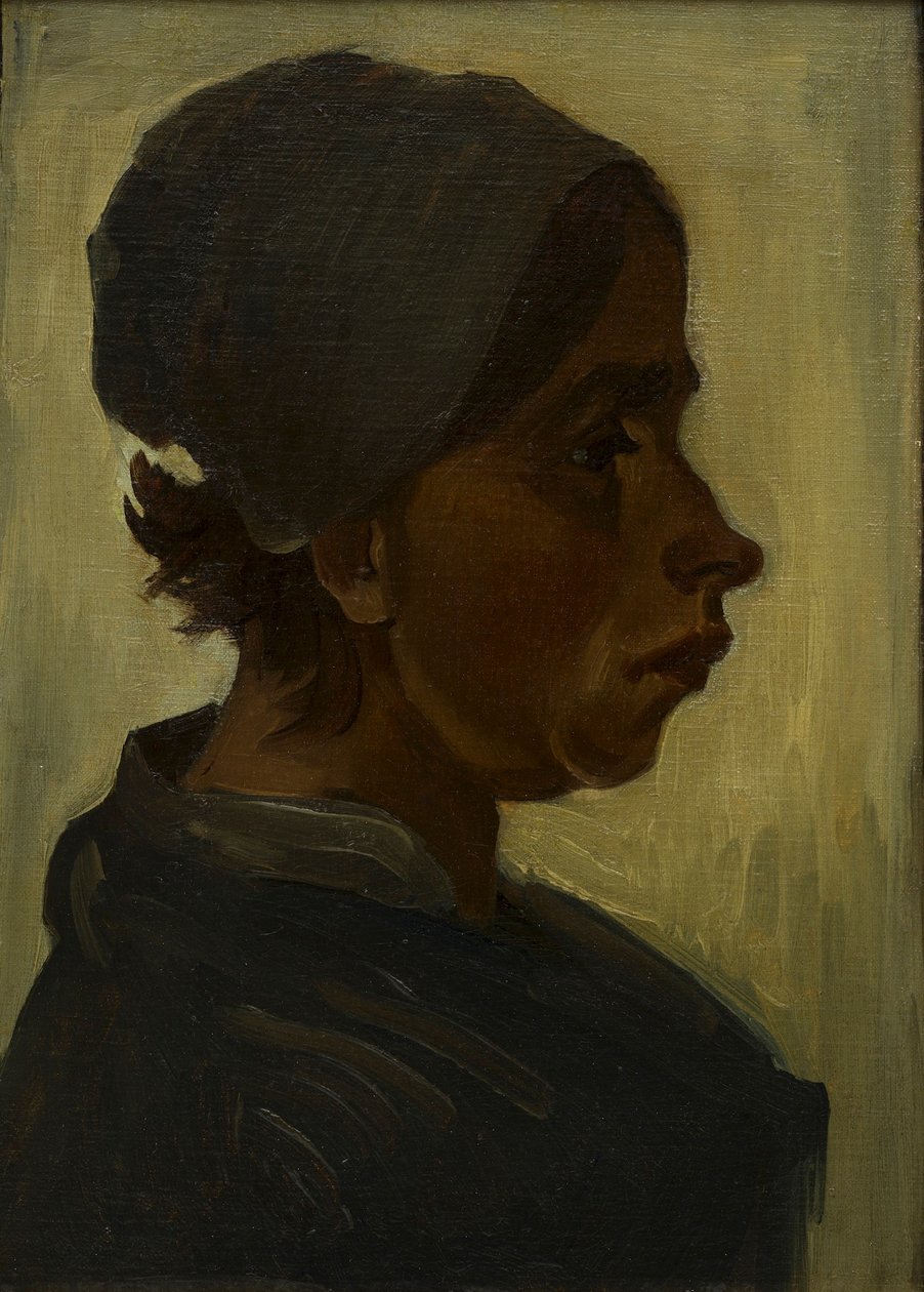 Parasztasszony feje sötét sapkával alkotó: Vincent van Gogh