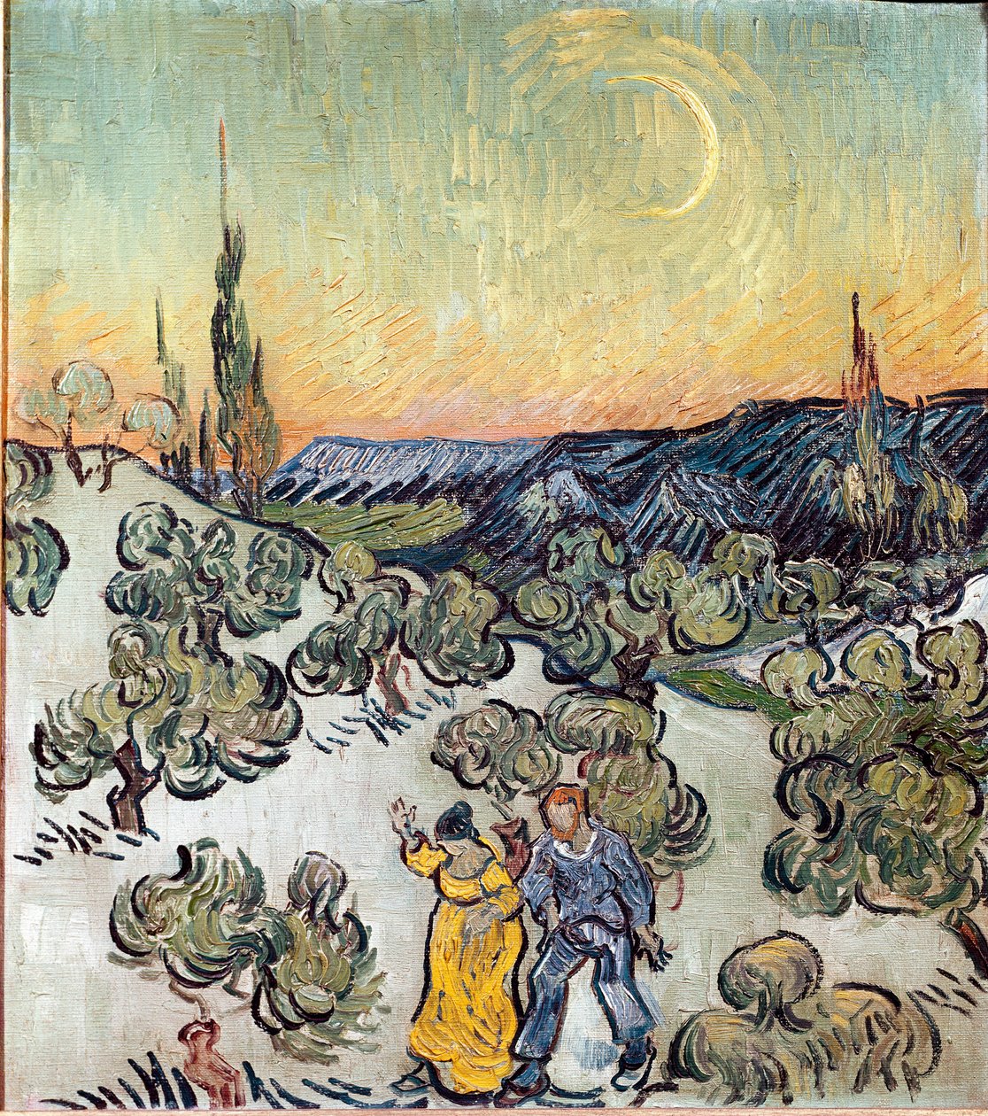 Táj alkonyatkor (Saint Remy vagy Saint-Remy). Vincent Van Gogh (1853-1890) festménye alkotó: Vincent van Gogh