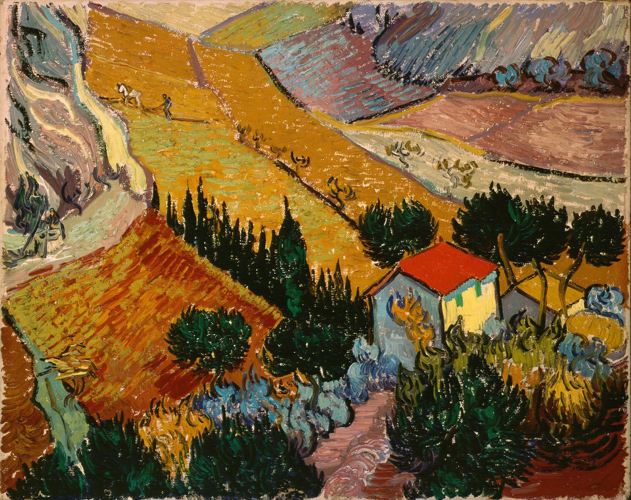 Táj házzal és szántóval alkotó: Vincent van Gogh