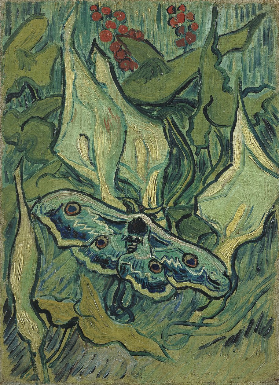 A nagy zöld páva (Halálfej-szfinx) - Vincent van Gogh (1853-1890) festménye, olaj, vászon (33,5x24,5 cm) alkotó: Vincent van Gogh