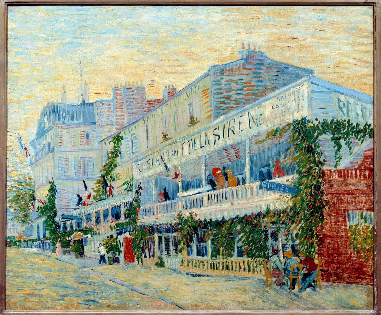A Restaurant de la Sirene Asnieres-ben Vincent van Gogh (1853-1890) festménye 1887 V. 0,54 x 0,65 m Párizs, Musée d