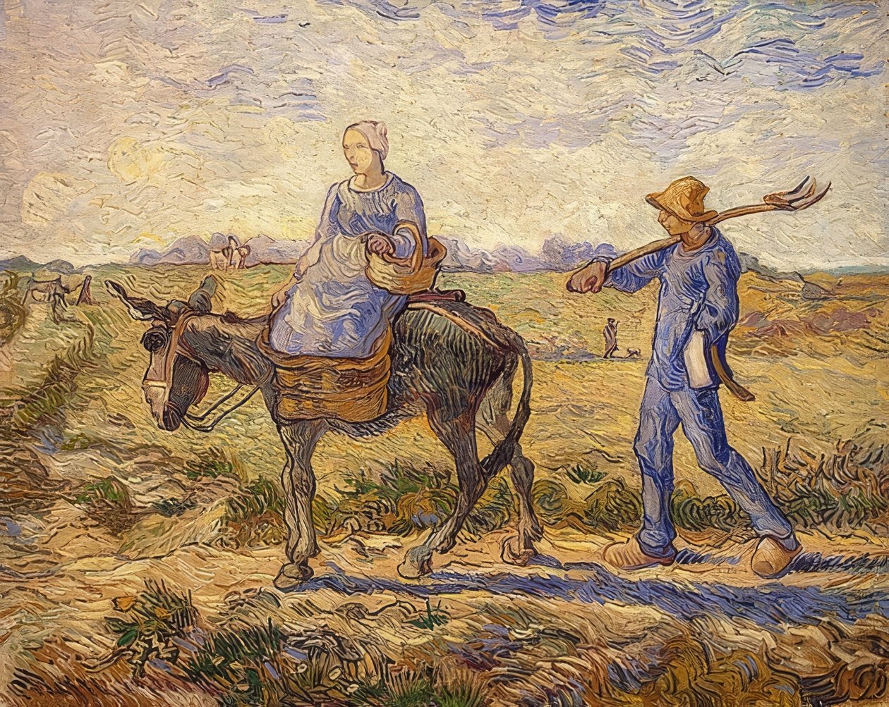 Reggel. Úton a munkába. 1890 alkotó: Vincent van Gogh