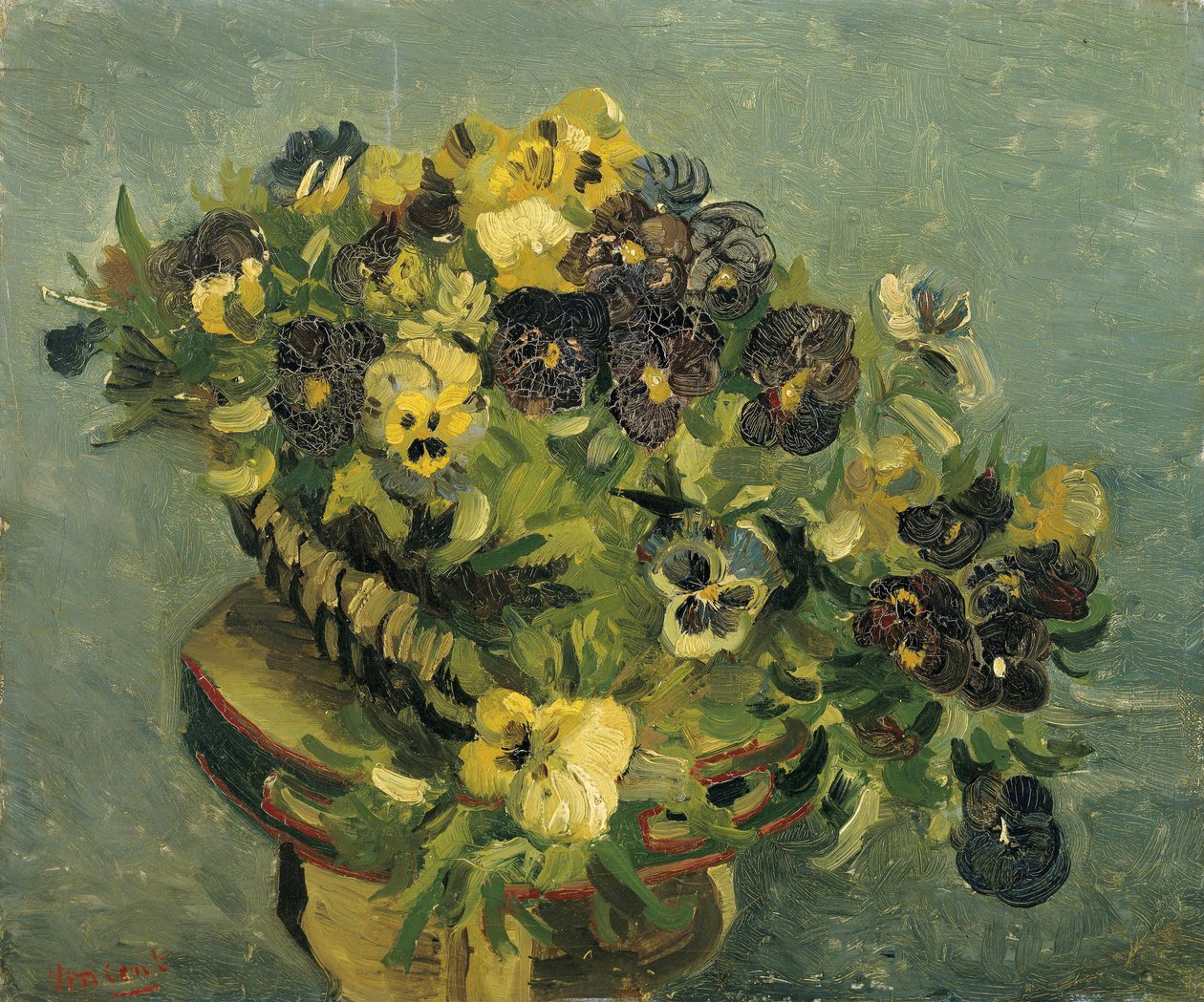 ""Basket of pansies"" (Basket of pansies) Vincent van Gogh (1853-1890) festménye 1886 Méret: 46x55,5 cm cm Van Gogh Múzeum, Amszterdam alkotó: Vincent van Gogh