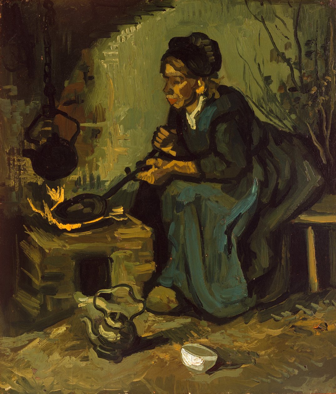 Parasztasszony kandalló mellett főz, 1885. alkotó: Vincent van Gogh