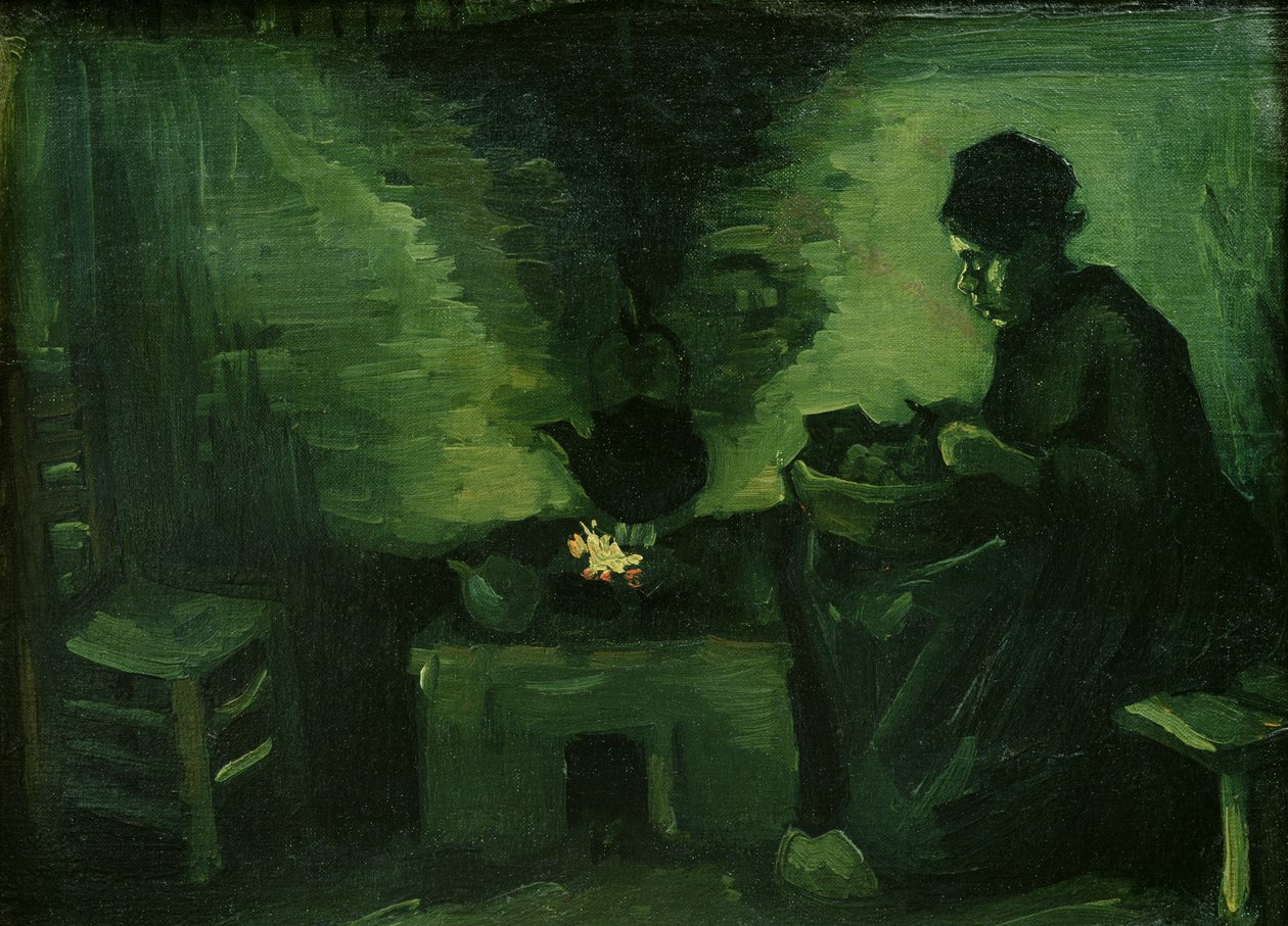 Parasztasszony a kandalló mellett, 1885 körül (olaj, vászon a fedélzeten) alkotó: Vincent van Gogh
