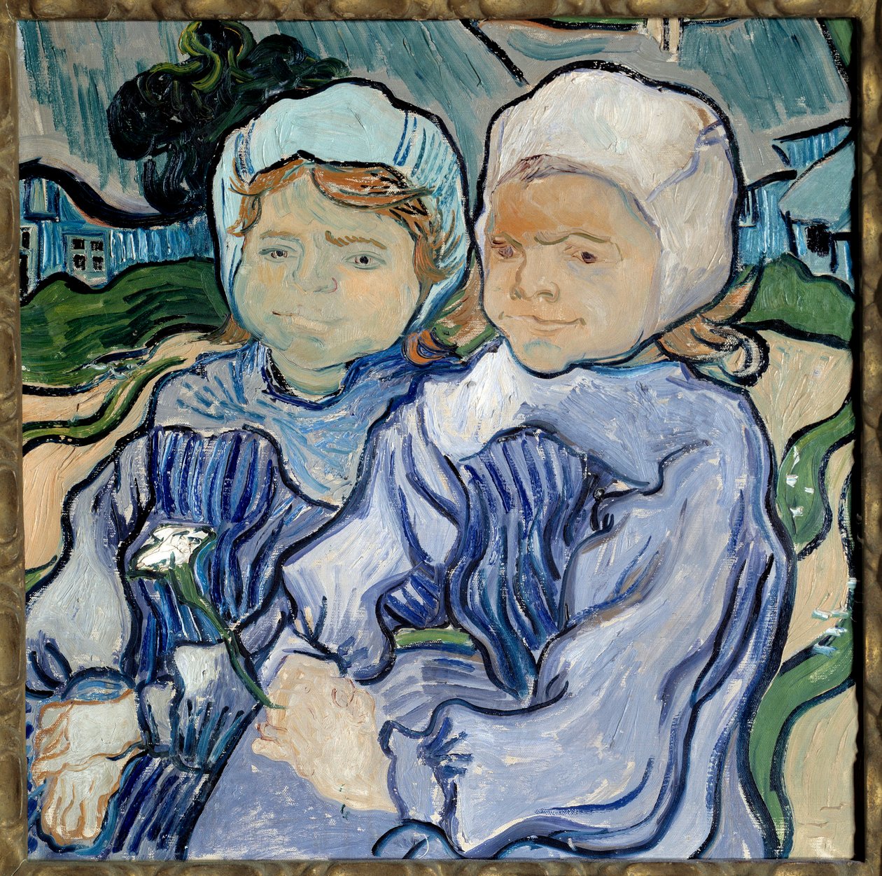 Két lány portréja, Vincent Van Gogh (1853-1890) festménye 1890 V. 0,51x0,51 m Párizs, Muse d