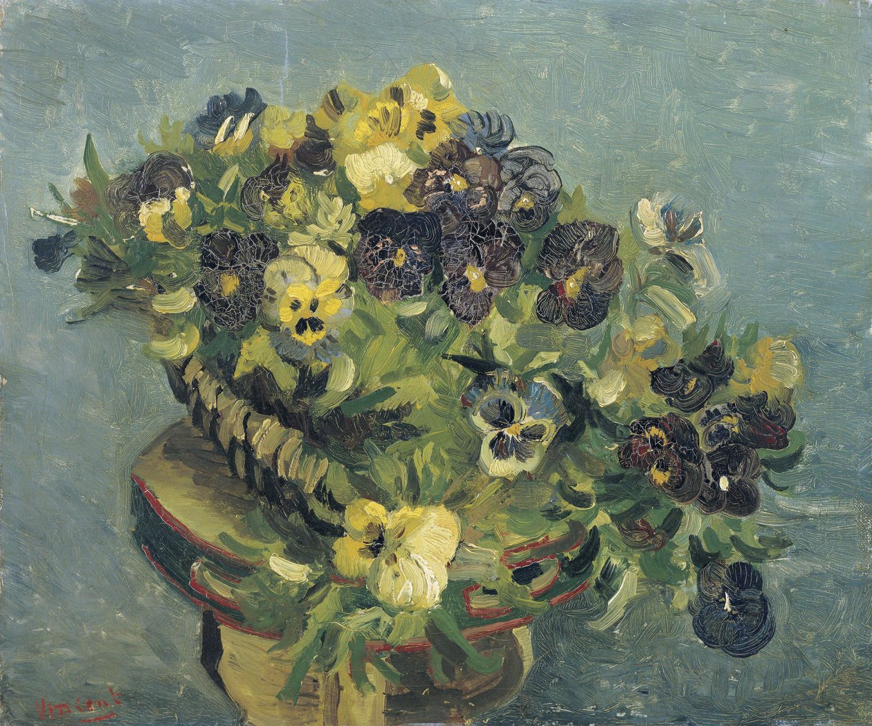 "Pot de pansies sur une petite table" (Kosár árvácska egy kis asztalon) Vincent van Gogh (1853-1890) festménye 1887 Méret: 46x55,5 cm Van Gogh Múzeum, Amszterdam alkotó: Vincent van Gogh
