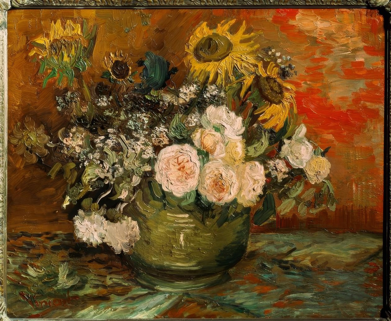 Rózsa és napraforgó alkotó: Vincent van Gogh