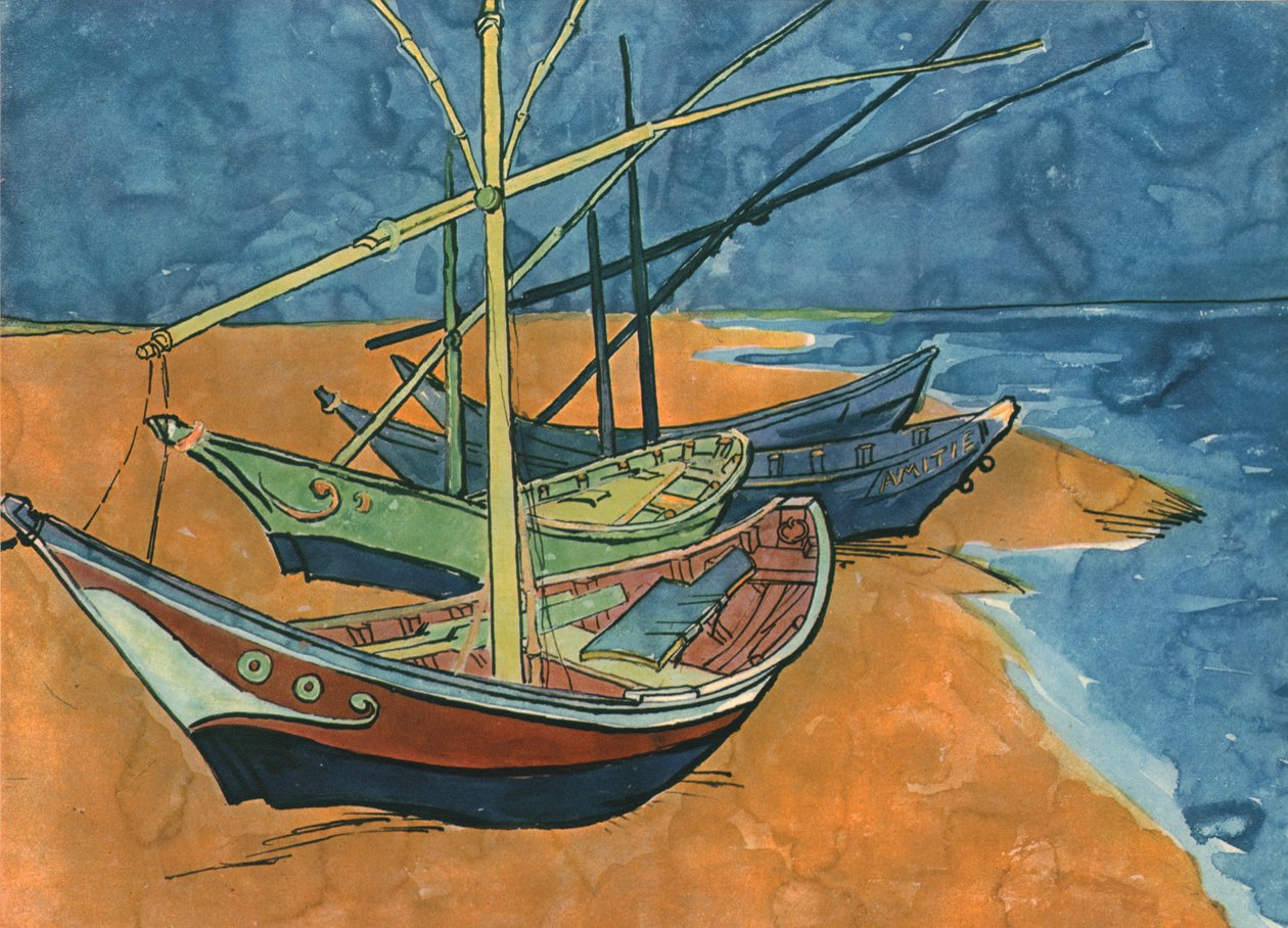 Vitorlás hajók a Les Saintes-Maries-i tengerparton, 1888. június, 1947. alkotó: Vincent van Gogh