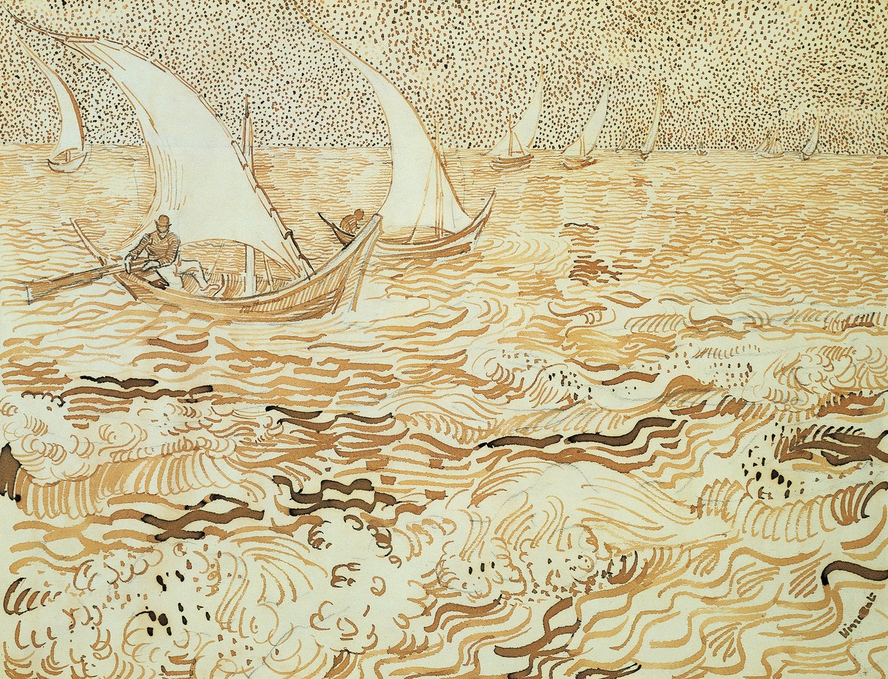 Tengeri táj Saintes-Maries-de-la-Merben alkotó: Vincent van Gogh