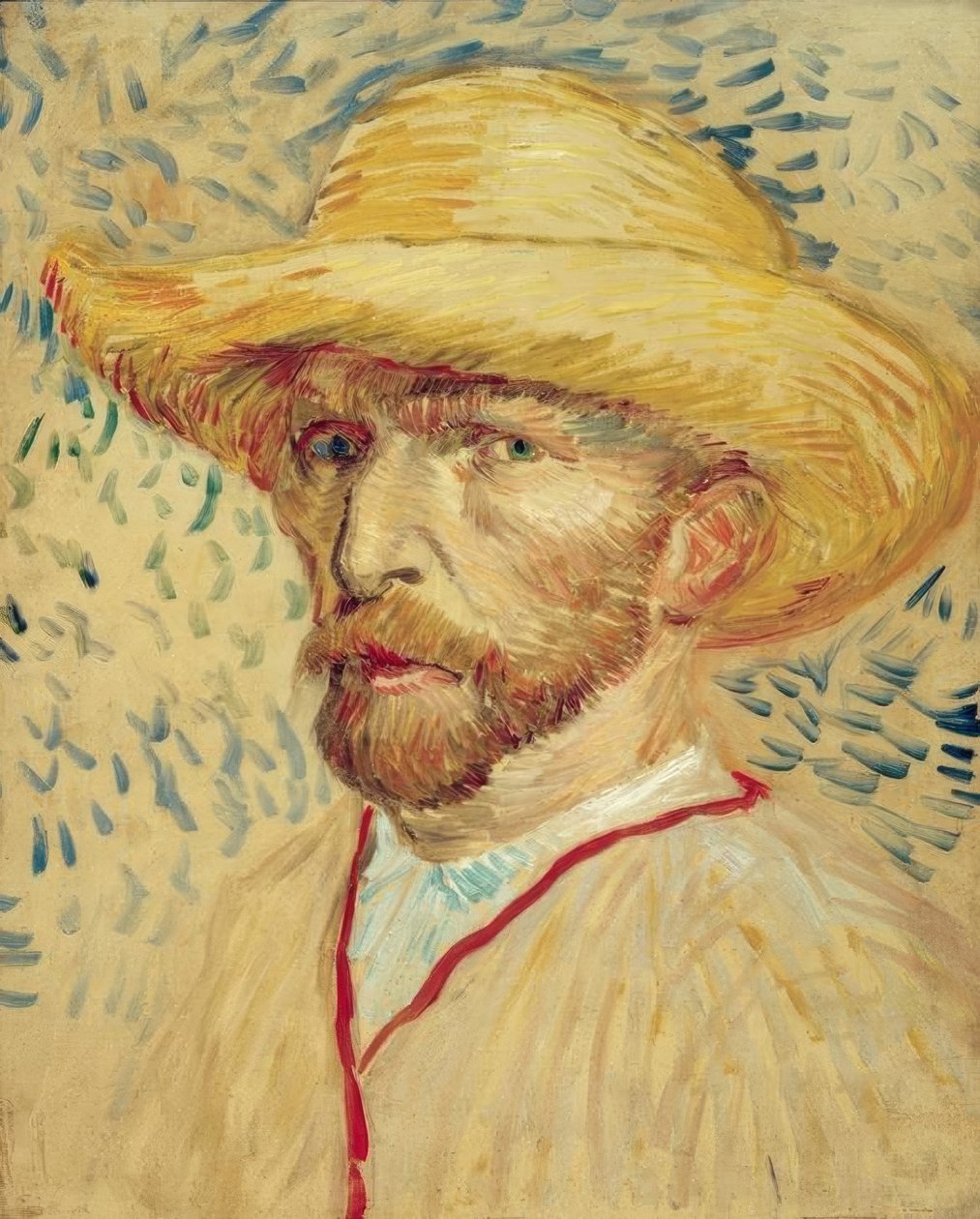 Önarckép szalmakalappal és festőruhával alkotó: Vincent van Gogh