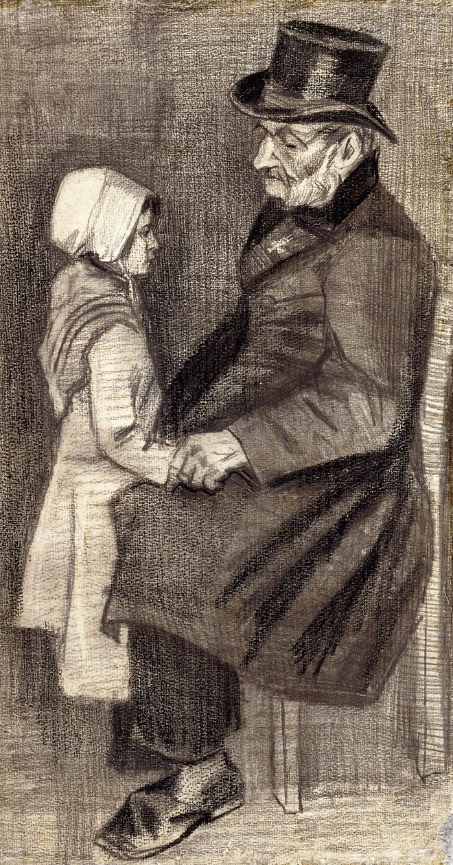 Ülő Férfi Kislánnyal; Ülő férfi lánnyal, 1882 alkotó: Vincent van Gogh