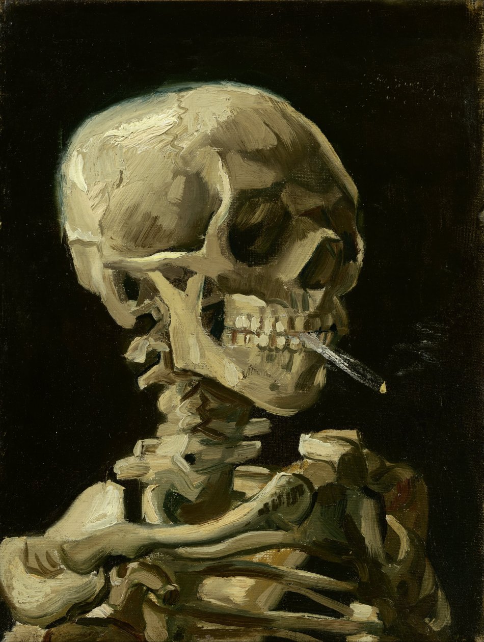 Csontváz koponyája égő cigarettával, 1886 körül (olaj, vászon) alkotó: Vincent van Gogh