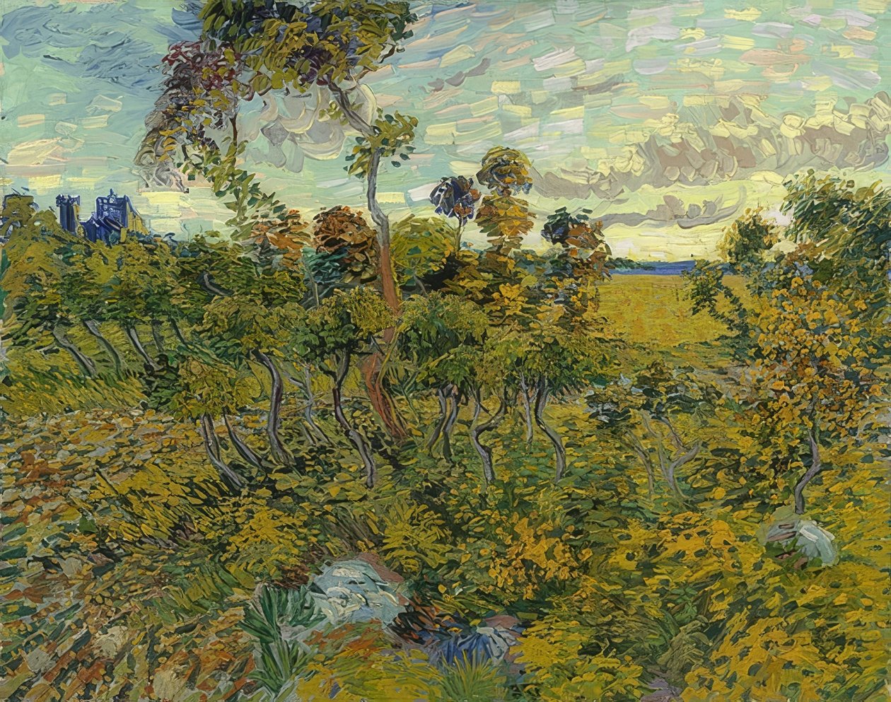 Naplemente Montmajourban. 1888 alkotó: Vincent van Gogh