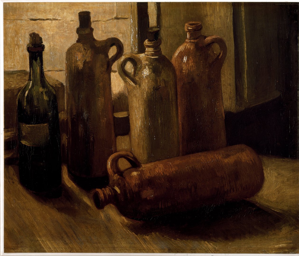 Csendélet. Palackok. (Olaj, vászon alkotó: Vincent van Gogh