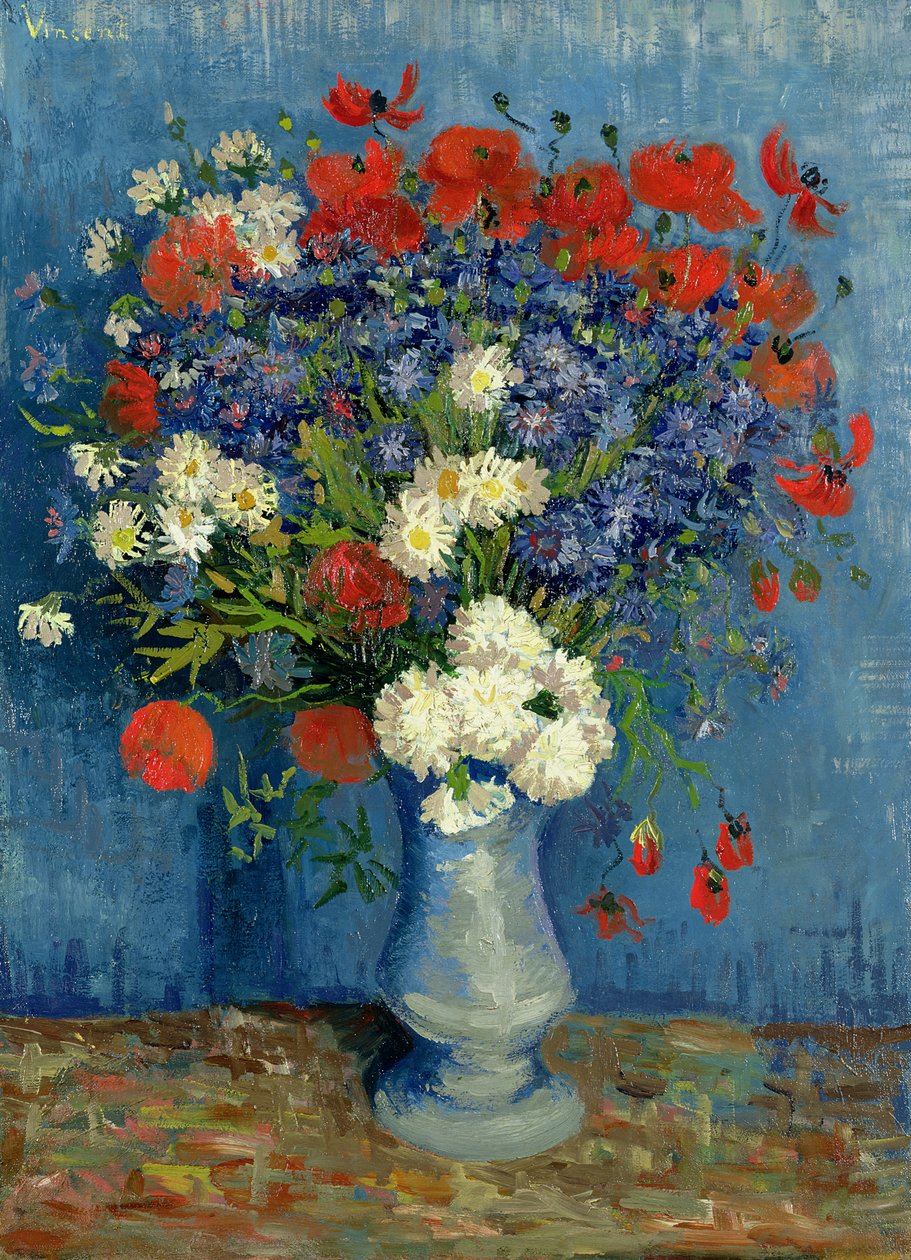 Csendélet: Váza búzavirággal és mákkal, 1887 alkotó: Vincent van Gogh