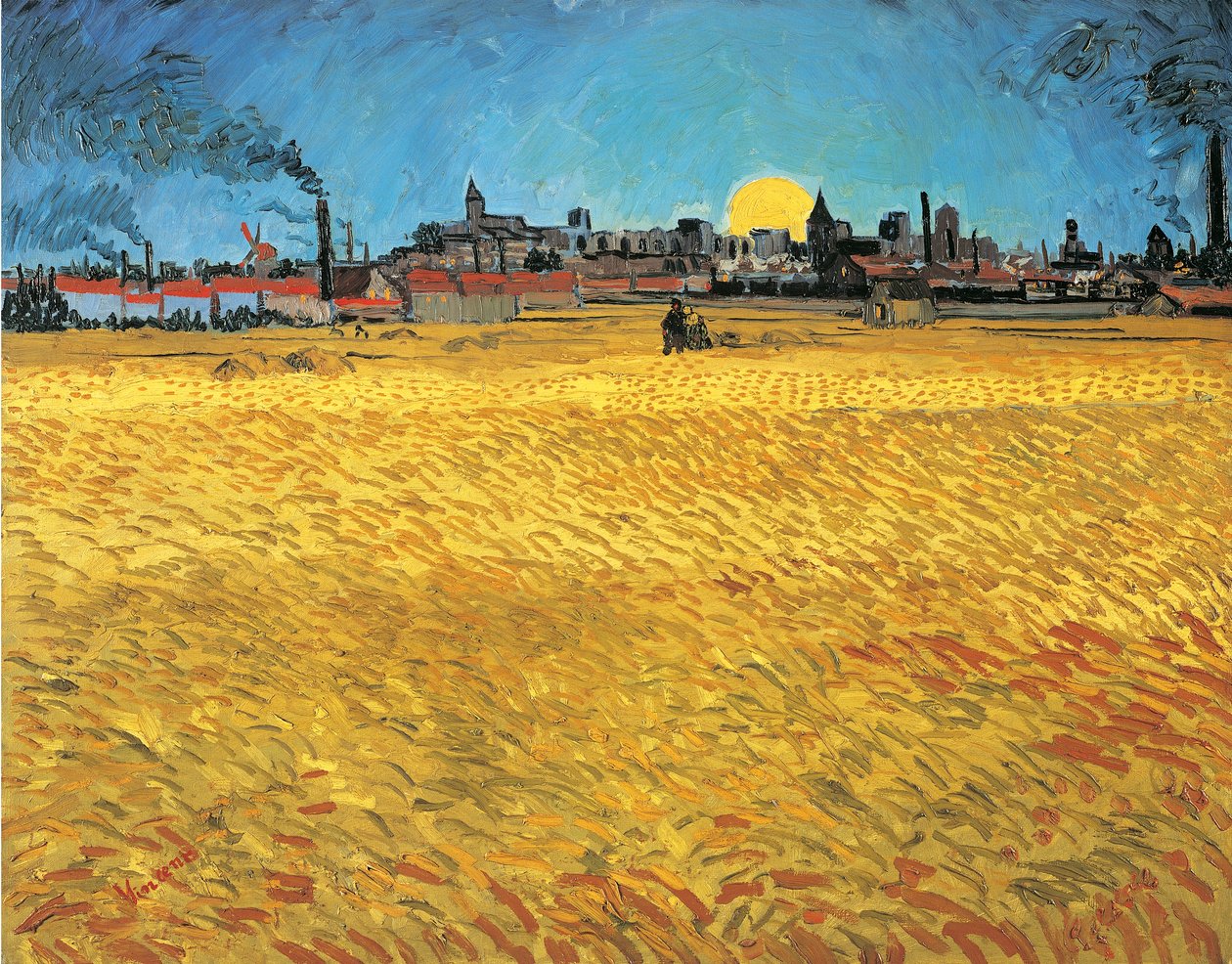 Naplemente: Búzamezők Arles közelében alkotó: Vincent van Gogh