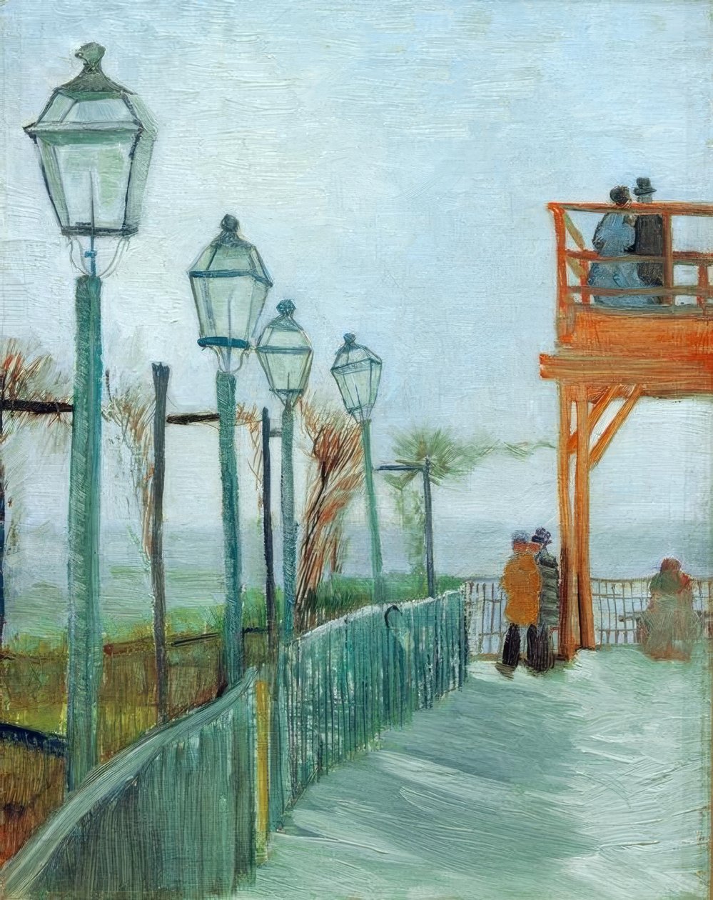 Terasz és kilátó a Moulin de Blutefin, Mont alkotó: Vincent van Gogh
