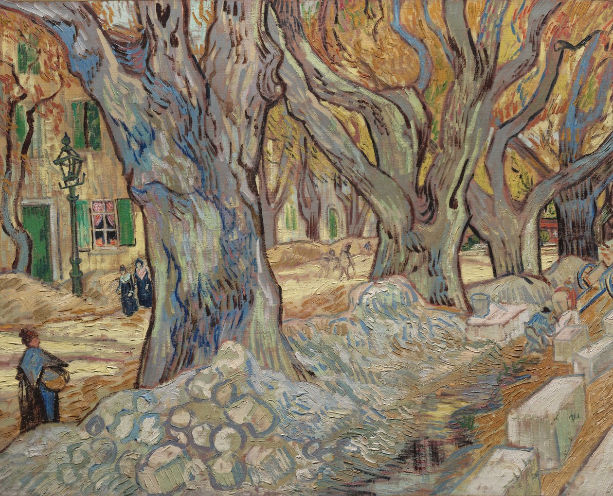 A nagy platánfák vagy útjavítók Saint-Rémyben, 1889 alkotó: Vincent van Gogh