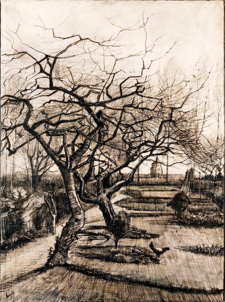 A nueneni plébániakert télen - Oeuvre de Vincent, van Gogh (1853-1890) - 1884 - Toll, ecset, tinta papíron - 51,5x38 - Szepmuveszeti Múzeum, Budapest alkotó: Vincent van Gogh