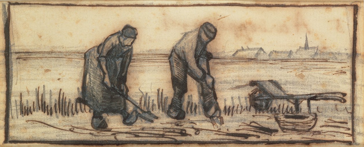 A burgonyaszüret a négy évszakot ábrázoló négy rajzból (ceruza, toll és barna tinta papíron) (lásd még: 61643-5) alkotó: Vincent van Gogh