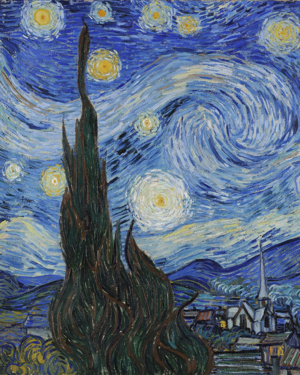 Csillagos éjszaka, 1889. június (olaj, vászon) (702746 részlet) alkotó: Vincent van Gogh