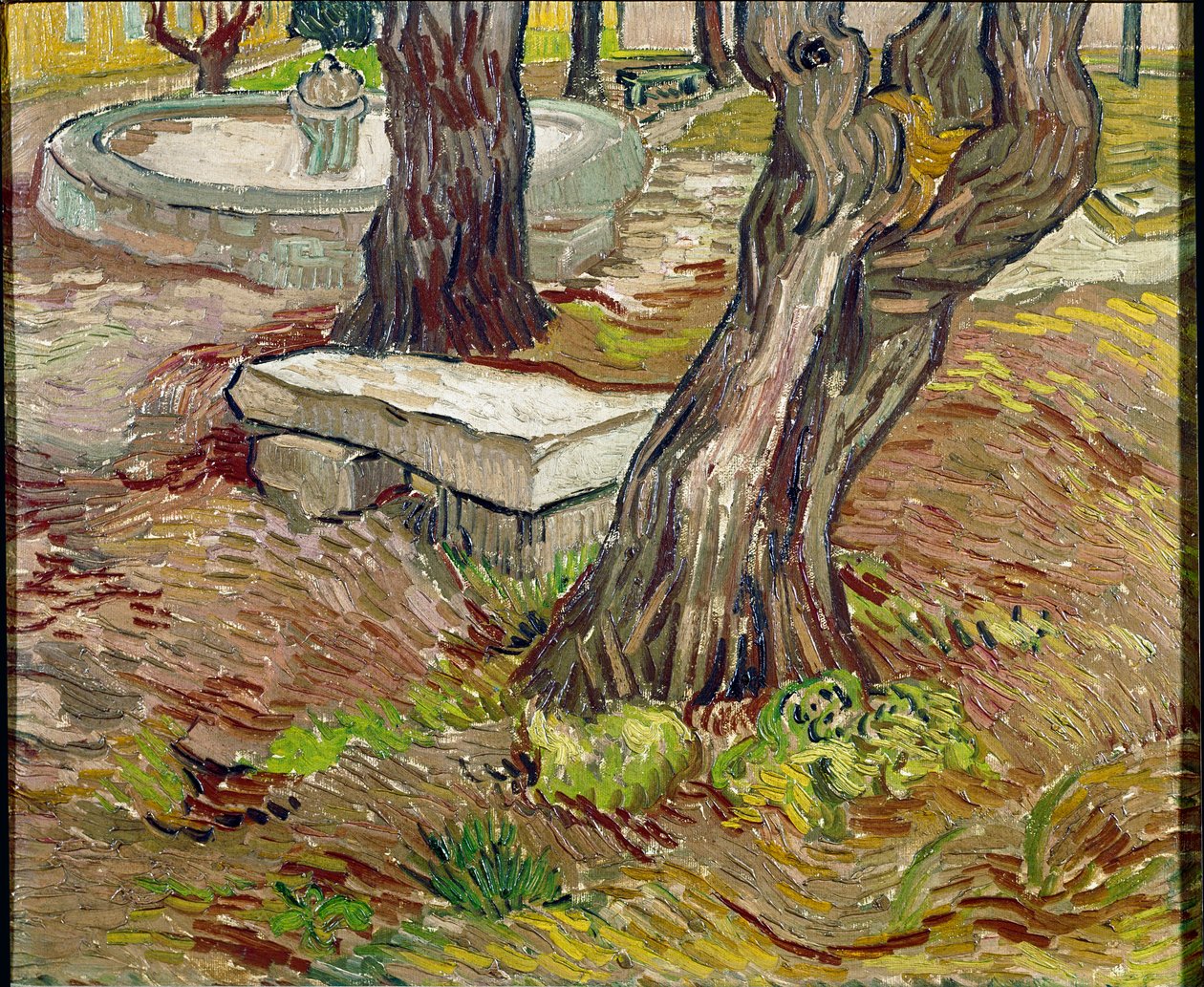 A Saint Paul menedékház (Saint Paul) parkja Saint-Remy-ben (Saint Remy) vagy Bench de Pierre. Vincent Van Gogh (1853-1890) festménye alkotó: Vincent van Gogh