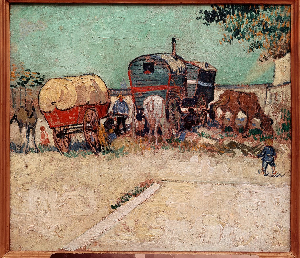 A trailerek, a bohémek tábora Arles környékén. Vincent Van Gogh (1853-1890) festménye alkotó: Vincent van Gogh