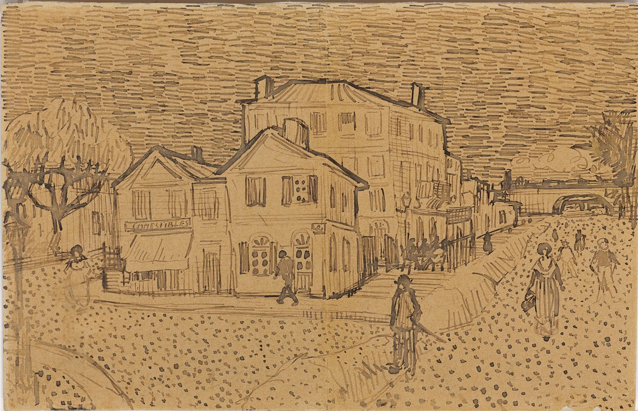 Vincent arles-i háza, testvérének, Theónak írt leveléből, amelyet Arles-ban végeztek ki, 1888 alkotó: Vincent van Gogh