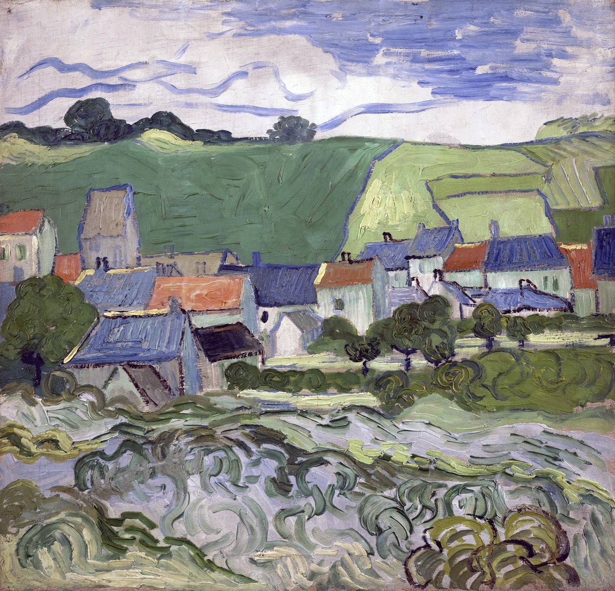 Auvers sur Oise (Auvers-sur-Oise) kilátása (Franciaország) - Vincent van Gogh (1853-1890) festménye, olaj, vászon alkotó: Vincent van Gogh