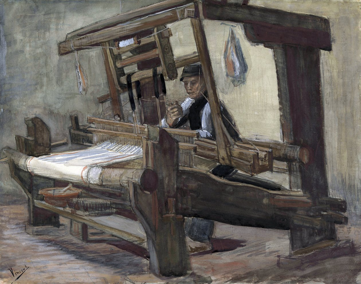 Weaver (tisserand) par Gogh, Vincent, van (1853-1890). Toll, ecset, akvarell, indiai tinta papírra, méret: 35,7x45,1 alkotó: Vincent van Gogh