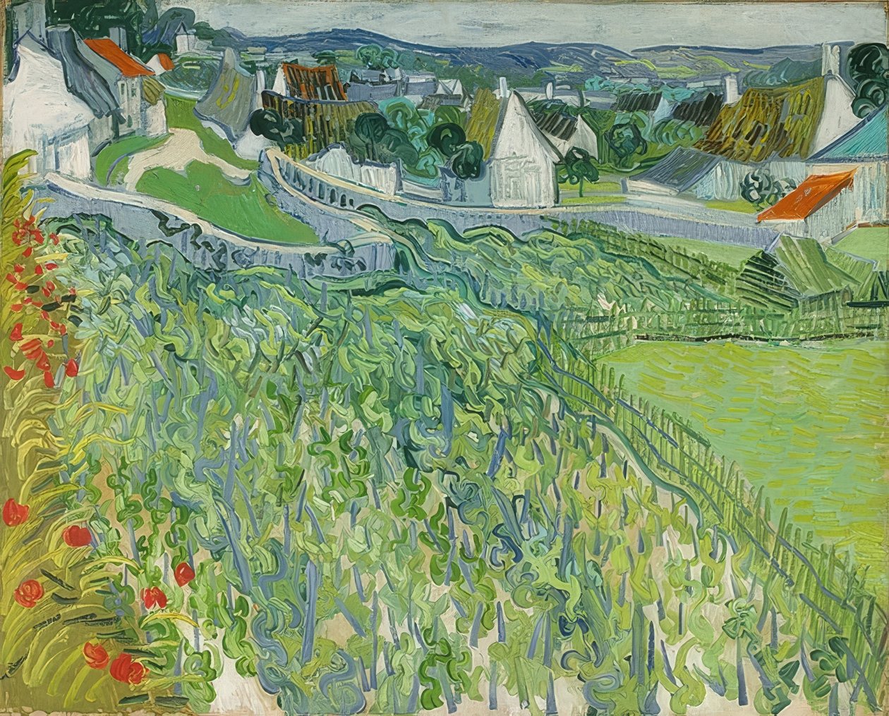 Szőlőültetvények Auversben. 1890 alkotó: Vincent van Gogh