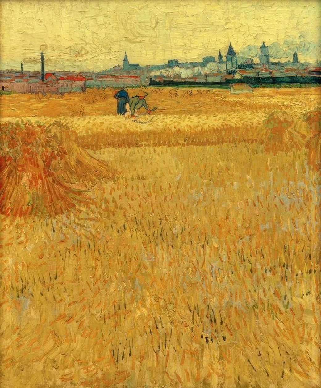Búzamező, kilátással Arles városára alkotó: Vincent van Gogh