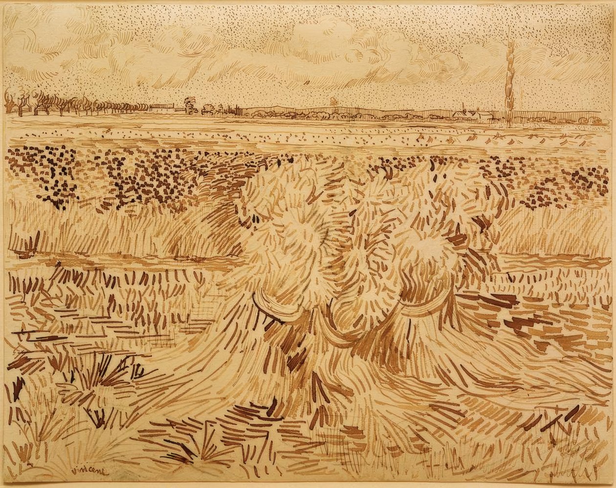 Búzamező gabonakötegekkel alkotó: Vincent van Gogh