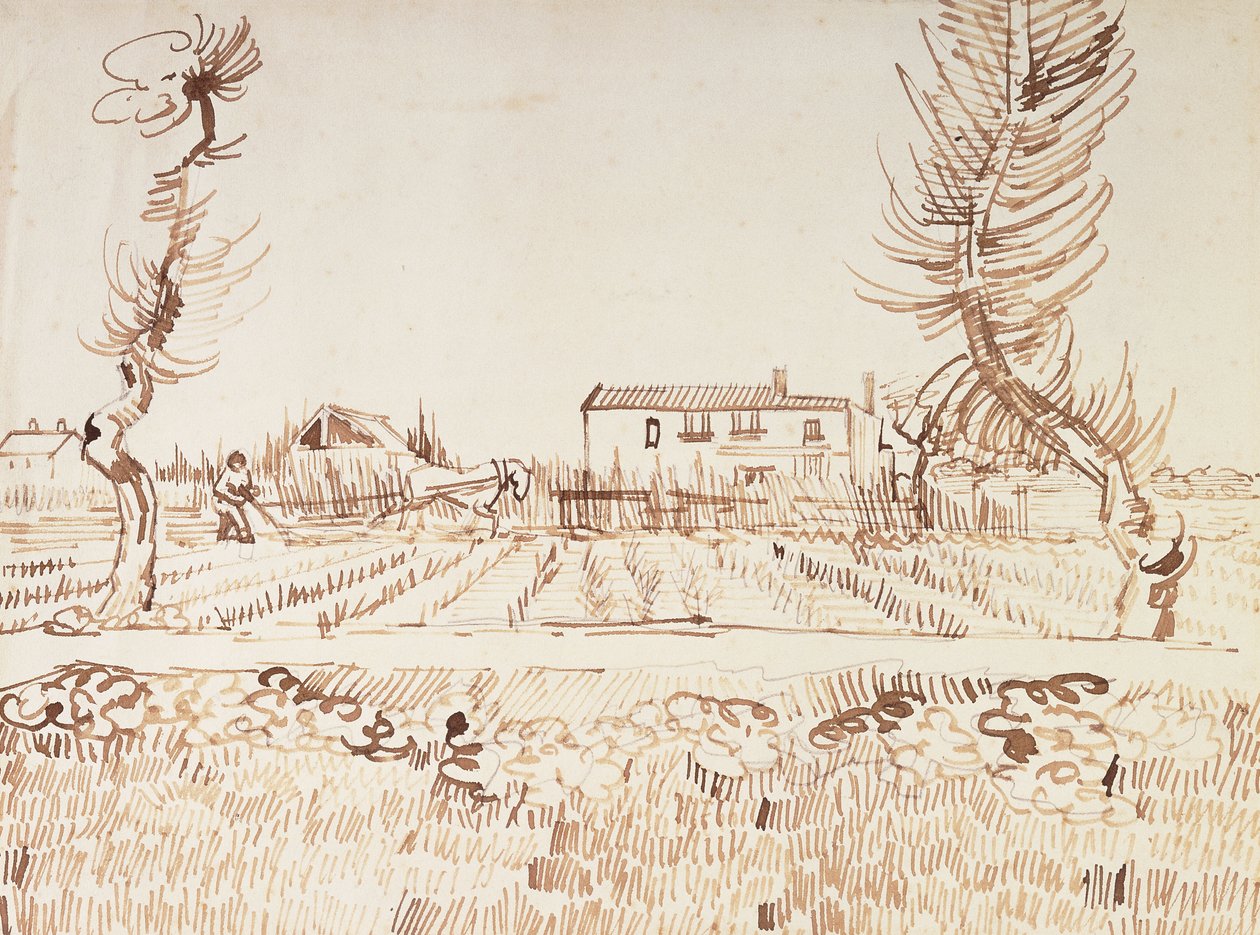 Munka a mezőkön Arles-ban; Plowman in the Fields, Arles, 1888 alkotó: Vincent van Gogh