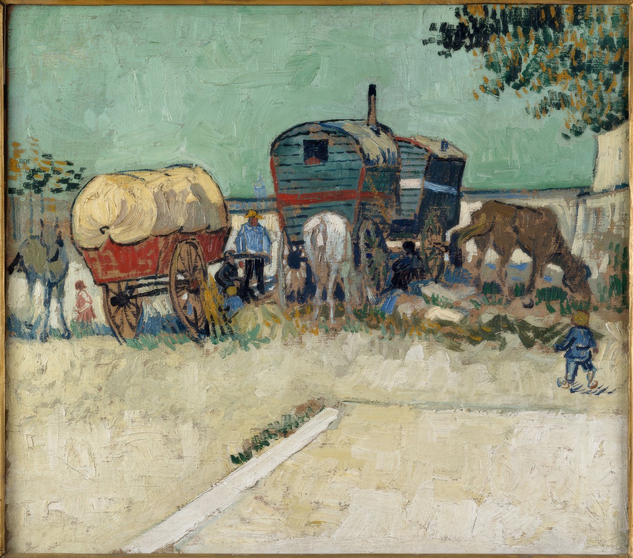 Cigánytábor lóval és szekérrel alkotó: Vincent van Gogh