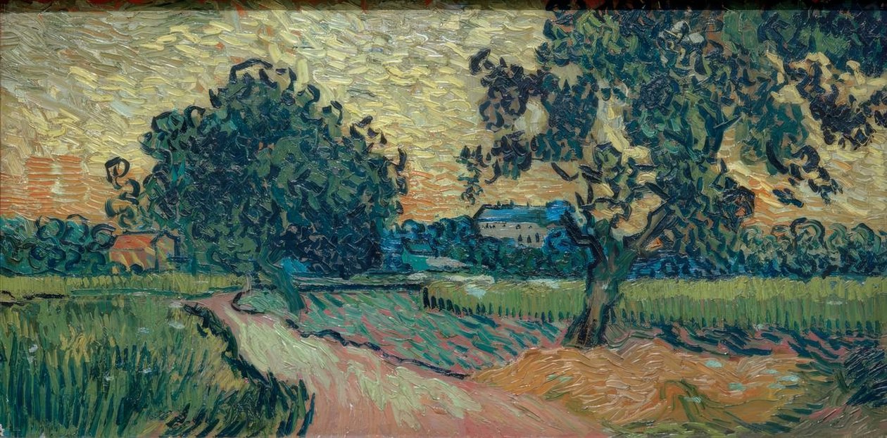 Két körtefa és az auversi kastély (táj a alkotó: Vincent van Gogh
