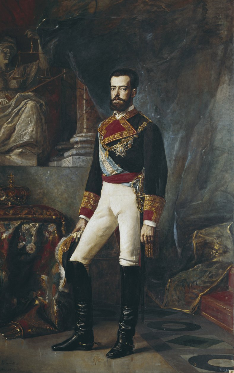 I. Amedeo spanyol király portréja alkotó: Vincente Gonzalez Palmaroli