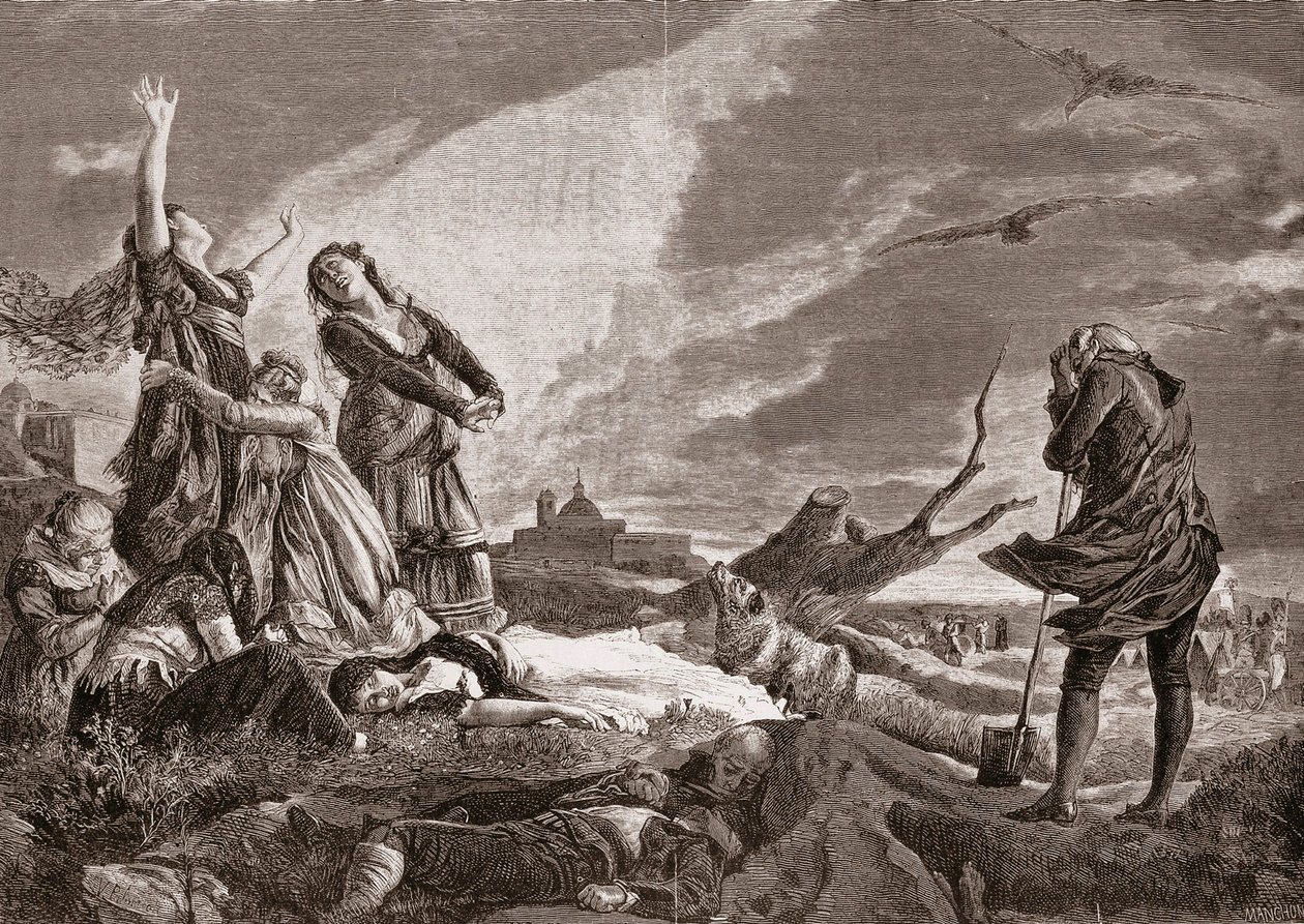 Spanyol függetlenségi háború (1808-1814). Temetés a madridi La Moncloában május 3-án alkotó: Vincente Gonzalez Palmaroli