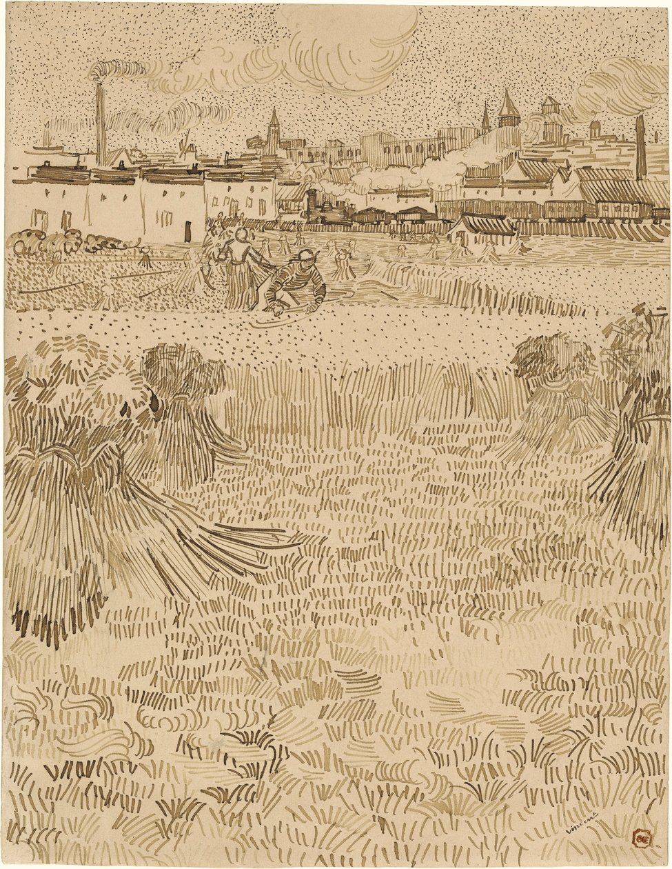 Arles. Kilátás a búzamezőkről (1888) alkotó: Vincent van Gogh