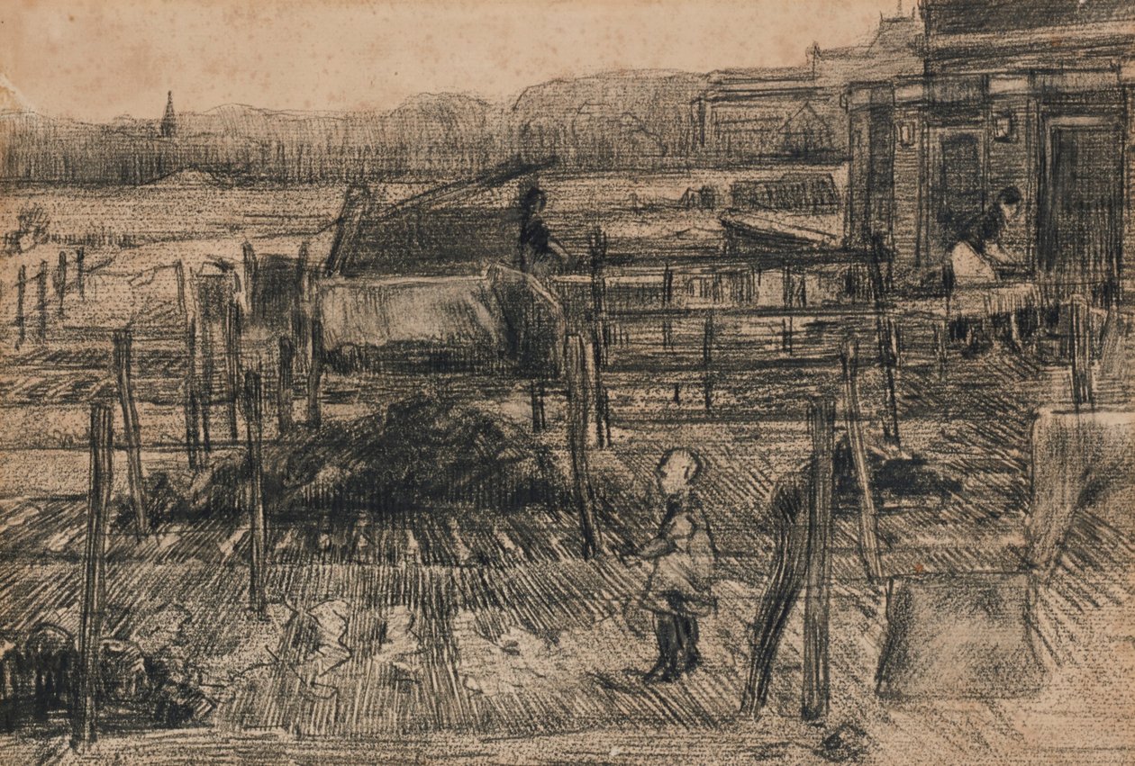 Hátsó udvarok két számmal (1882) alkotó: Vincent van Gogh