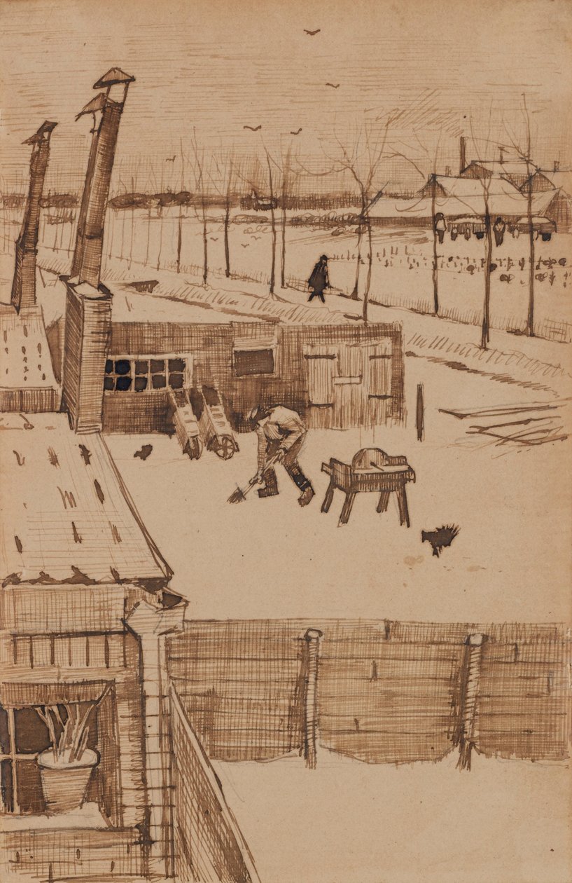 Kilátás a Vincents stúdió ablakából télen I. (1883) alkotó: Vincent van Gogh